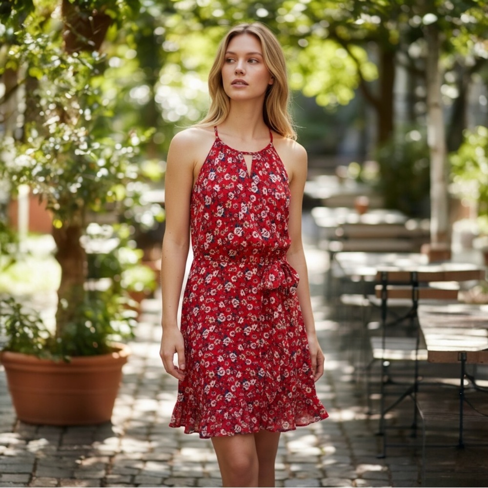 Harper Heritage Francesca’s Floral Red Sleeveless Dress Size Small women’s - Picture 13 of 13